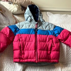 L.L. Bean Pink and Blue Puffer Jacket with Hood